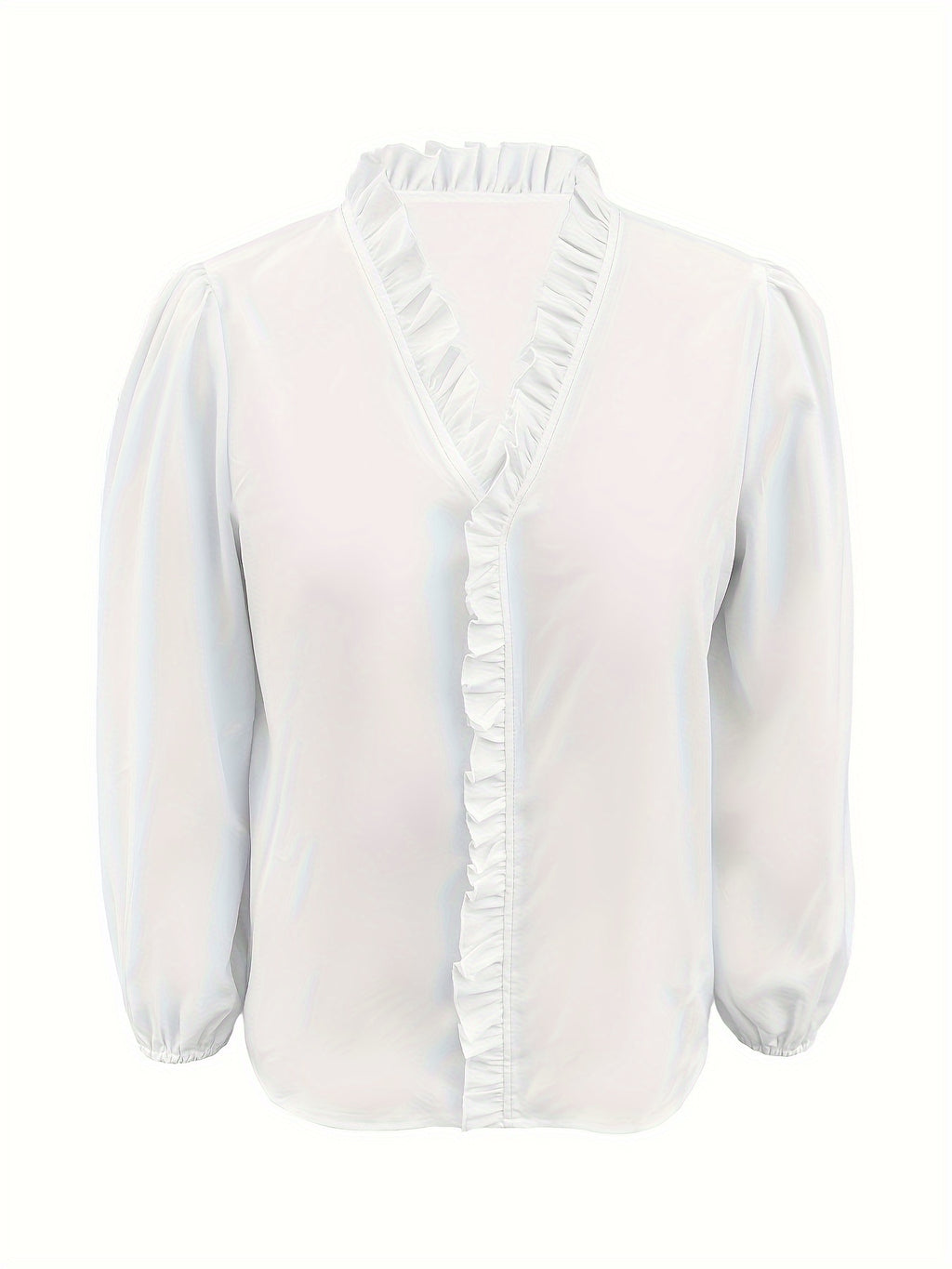 Plus Size Women's Ruffled Casual Long-sleeved Shirt