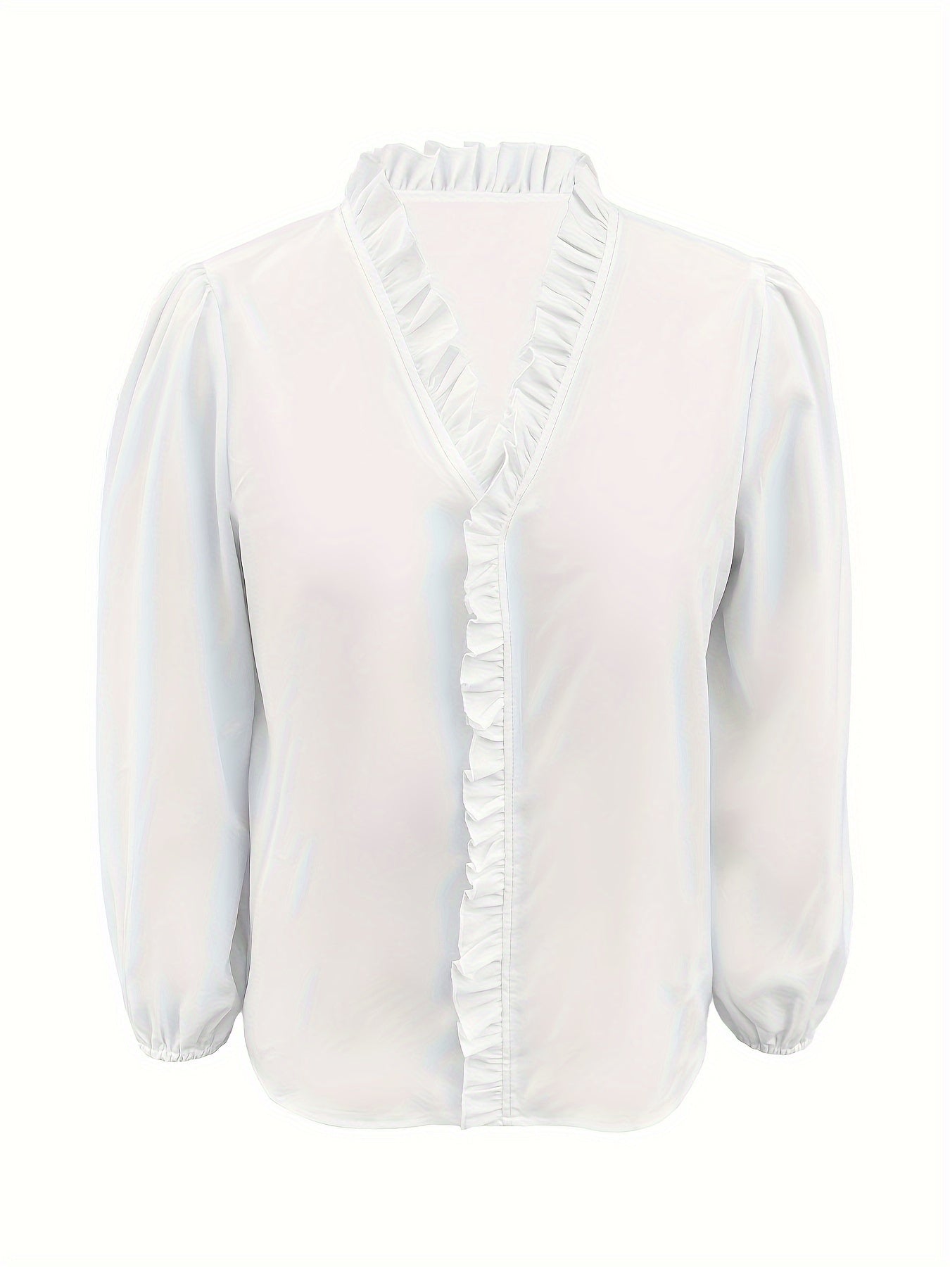 Plus Size Women's Ruffled Casual Long-sleeved Shirt