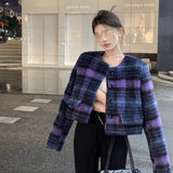 Plaid Short Woolen Coat Women