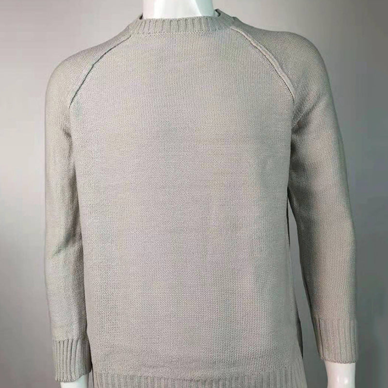 Men's Shirt Solid Color Round Neck Knitted Sweater