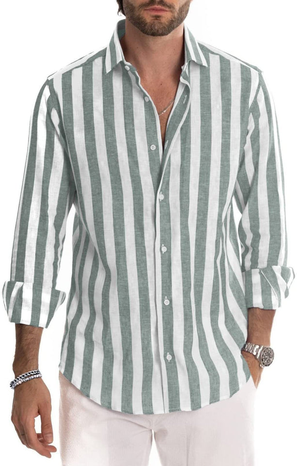 Polo Collar Stripes Shirt Loose