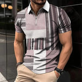 Men's zip up pullover casual polo shirt