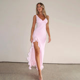 Women's Suspender Dress V-neck Flounce