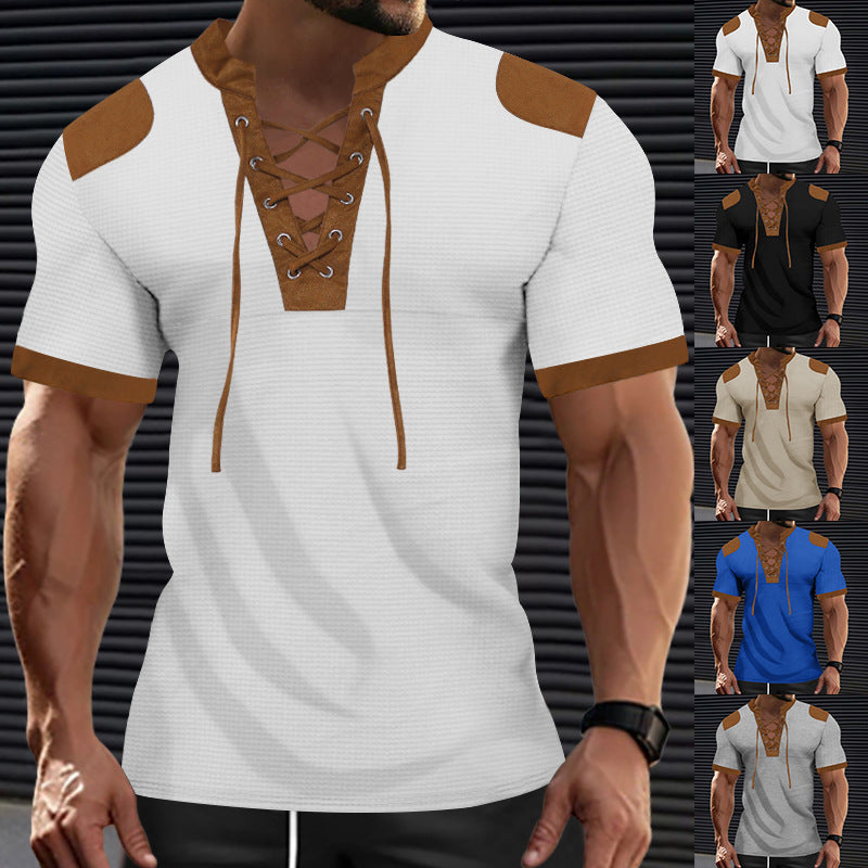 Short Sleeve European And American Sports And Leisure Henley Shirt