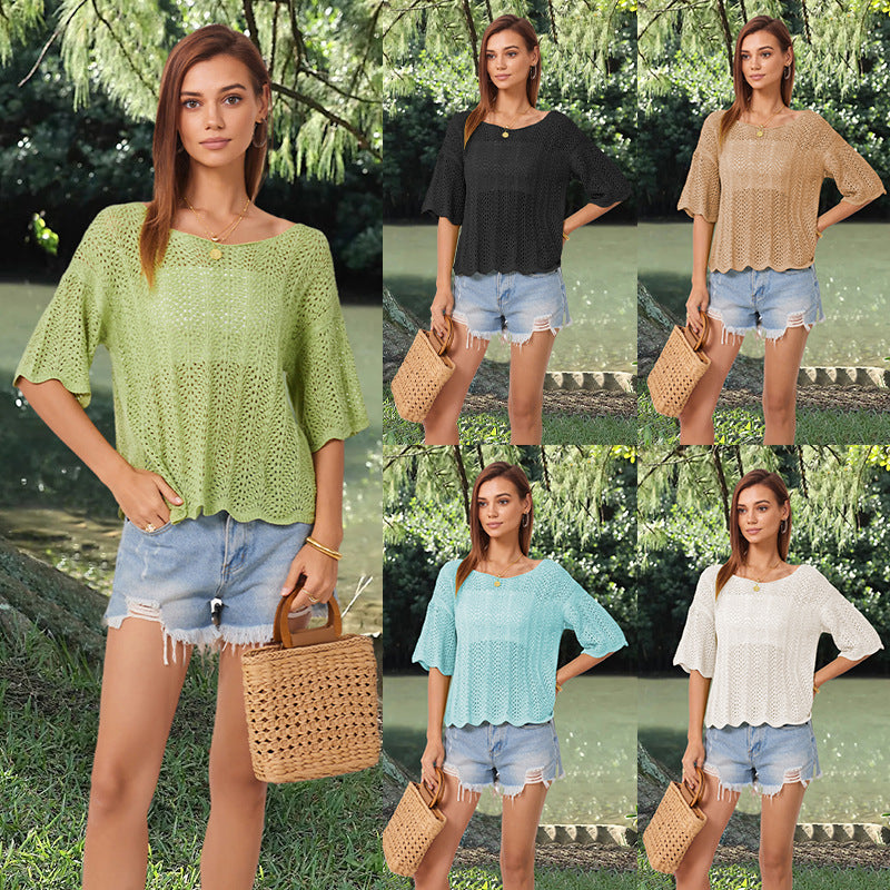 Akatonbo Short Sleeve Casual Women'S Knitwear