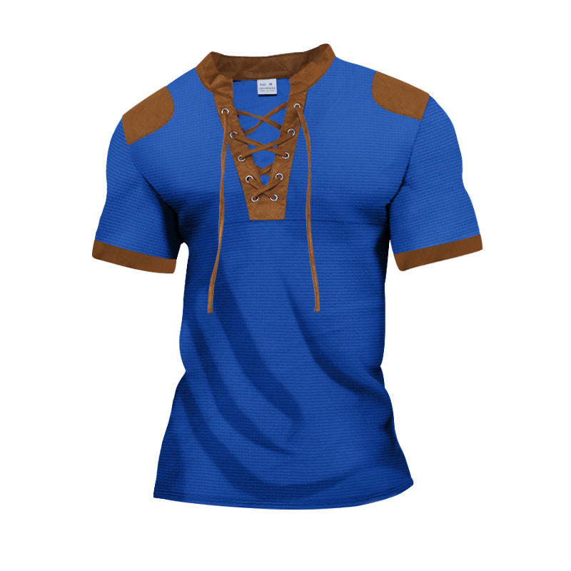 Short Sleeve European And American Sports And Leisure Henley Shirt