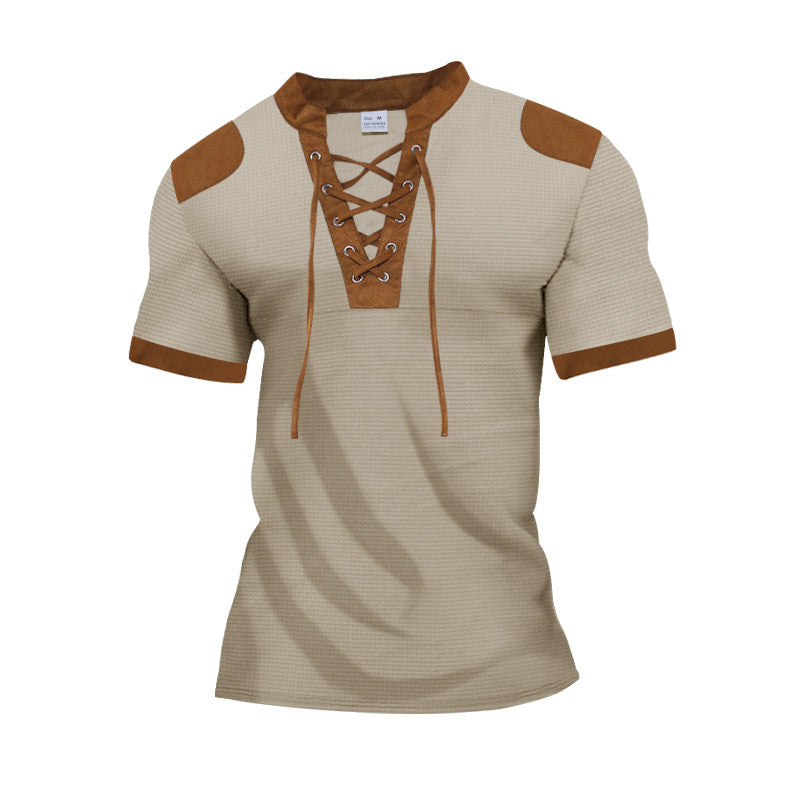Short Sleeve European And American Sports And Leisure Henley Shirt