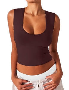 Women's Slim-fit U-neck Sleeveless Vest Top