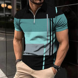 Men's zip up pullover casual polo shirt