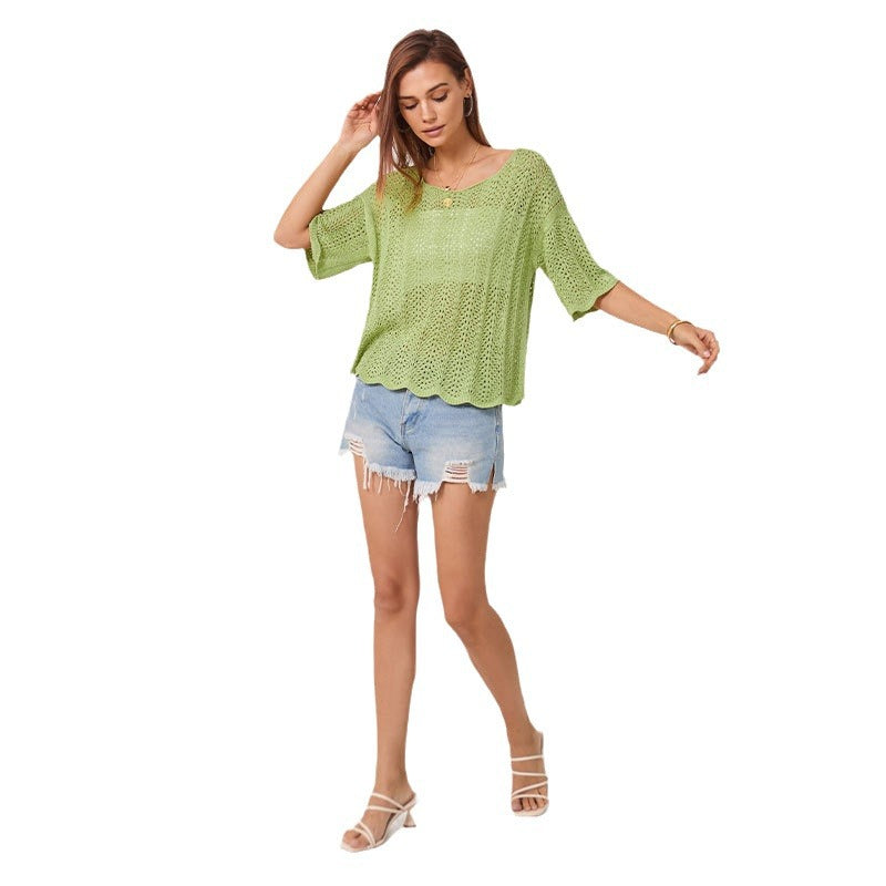 Short Sleeve Casual Women's Knitwear