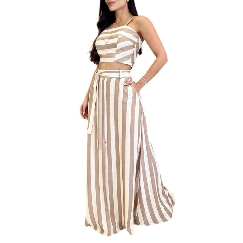 Striped Long maxi Skirt Set