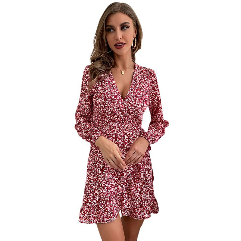 One-piece Long Sleeve Floral Dress