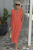 Back Strap Flying Sleeves Cotton And Linen Skirt