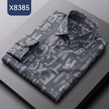 Men's Bamboo Fiber casual long sleeve print shirt