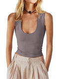 Women's Slim-fit U-neck Sleeveless Vest Top
