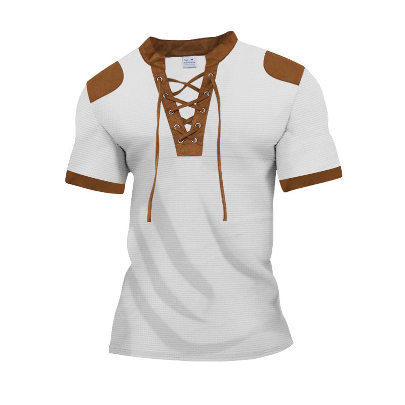Short Sleeve European And American Sports And Leisure Henley Shirt