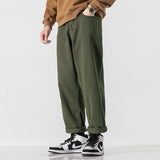 Retro Solid Color Loose Straight Trousers