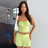 Women's Suits Summer Sleeveless Tube Top And Skirt Set