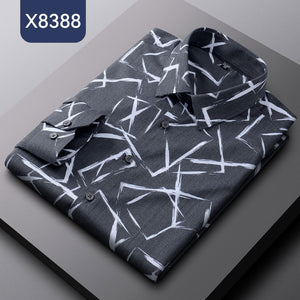 Men's Bamboo Fiber casual long sleeve print shirt