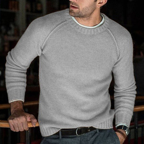 Men's Shirt Solid Color Round Neck Knitted Sweater