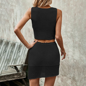 Solid Color Knit Suit