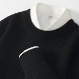 Men's Round Neck Woolen Sweater Business Casual Plaid Jacquard