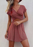 Short-sleeved Printed Skirt Set