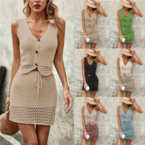 Solid Color Knit Suit