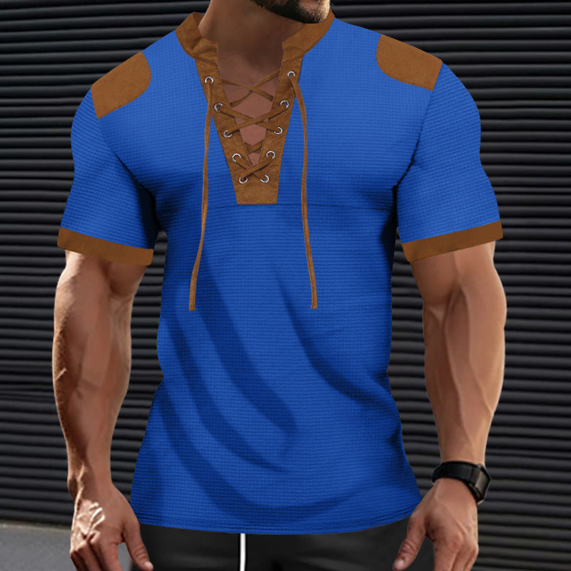 Short Sleeve European And American Sports And Leisure Henley Shirt