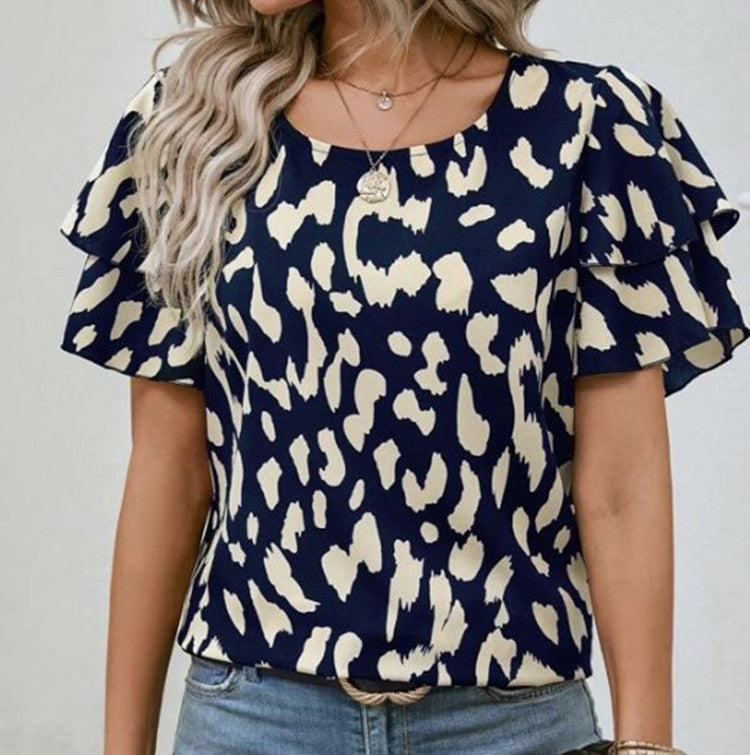 Pullover Round Neck Casual Short Sleeve Top