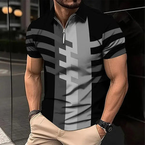 Men's zip up pullover casual polo shirt