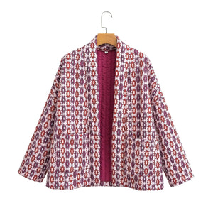 Elegant Printed Women's Cotton-padded Clothing Coat