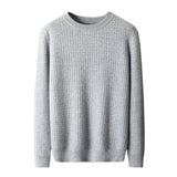 Men's Round Neck Woolen Sweater Business Casual Plaid Jacquard