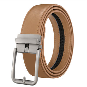 Men's Leather Belt Automatic Buckle Simple Hollow