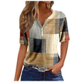 Women's V-neck Printed Loose Short Sleeve Tops