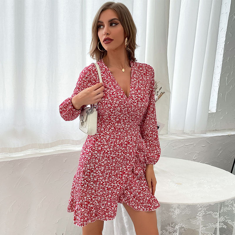One-piece Long Sleeve Floral Dress