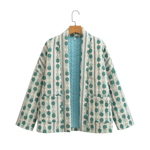 Elegant Printed Women's Cotton-padded Clothing Coat