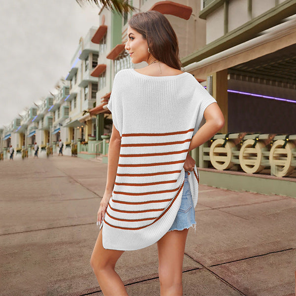 V-neck Sweater Loose Plus Size Knit Top