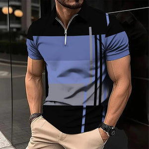 Men's zip up pullover casual polo shirt