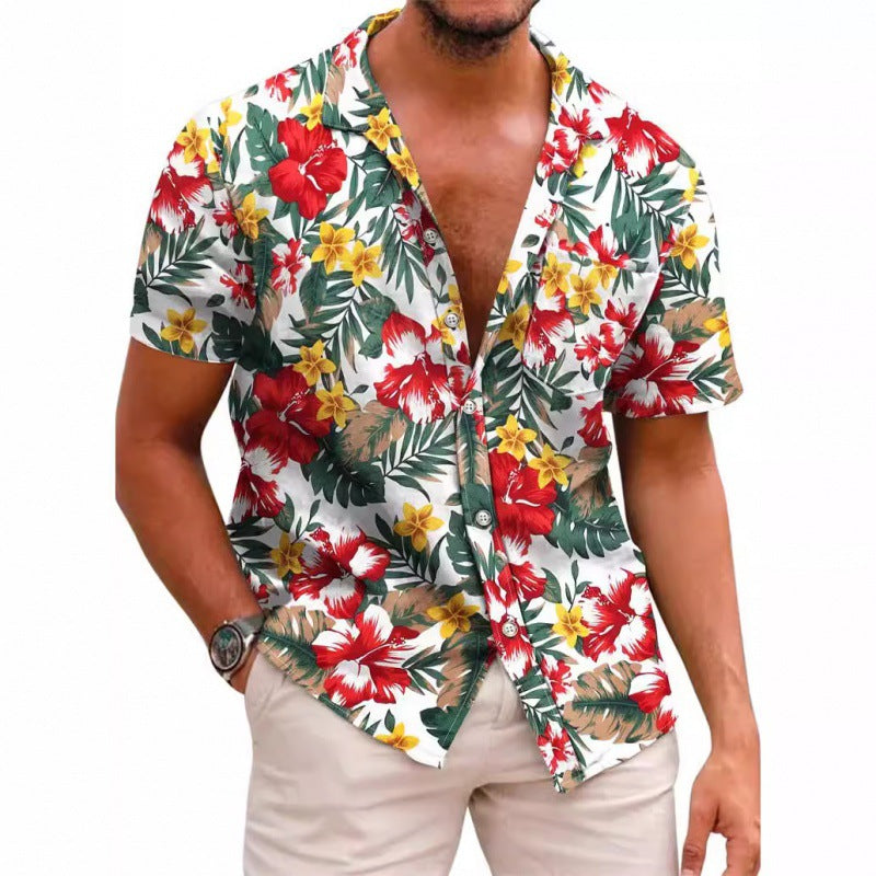 Men's Summer Printed Short-sleeved Shirt