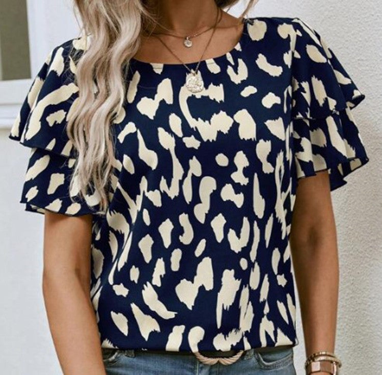 Pullover Round Neck Casual Short Sleeve Top