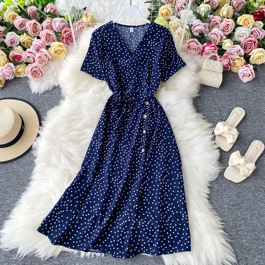 Akatonbo Mature Elegant Ladies V-Neck Dress For Spring And Summer