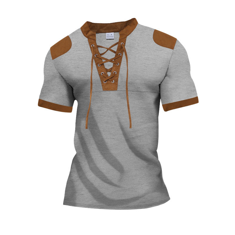 Short Sleeve European And American Sports And Leisure Henley Shirt
