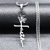 Cross Rose Necklace 18K Gold