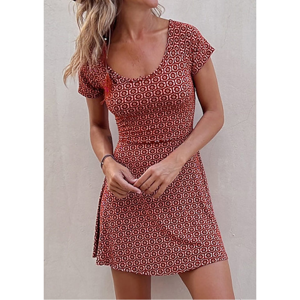 Short-sleeved Printed Skirt Set