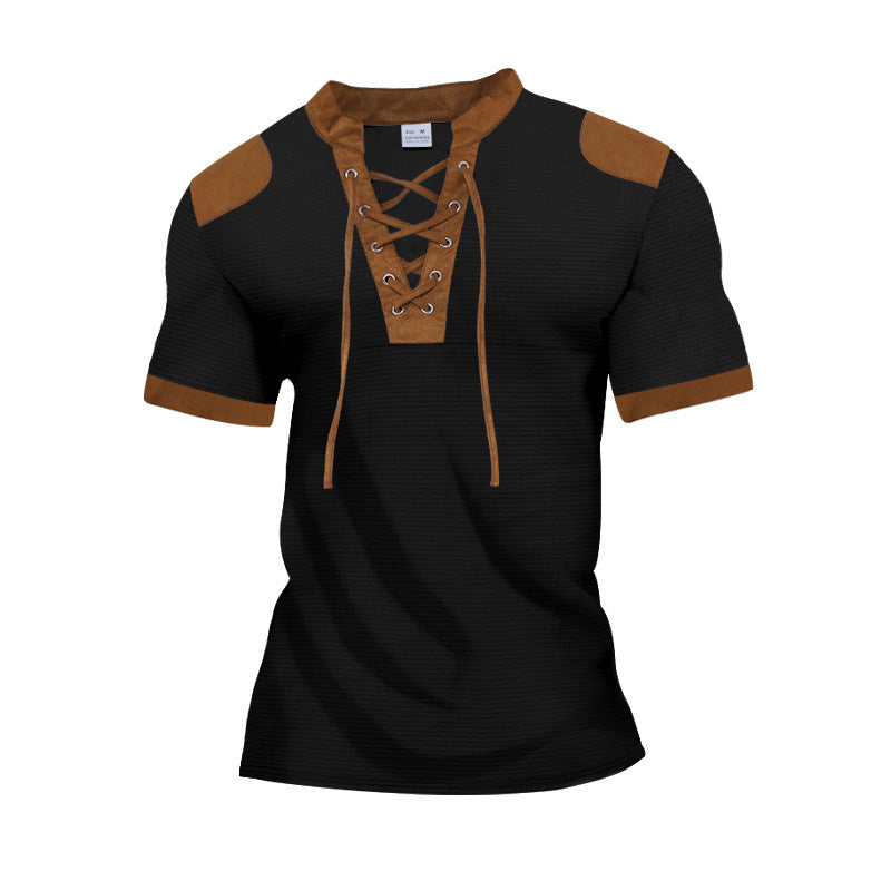 Short Sleeve European And American Sports And Leisure Henley Shirt