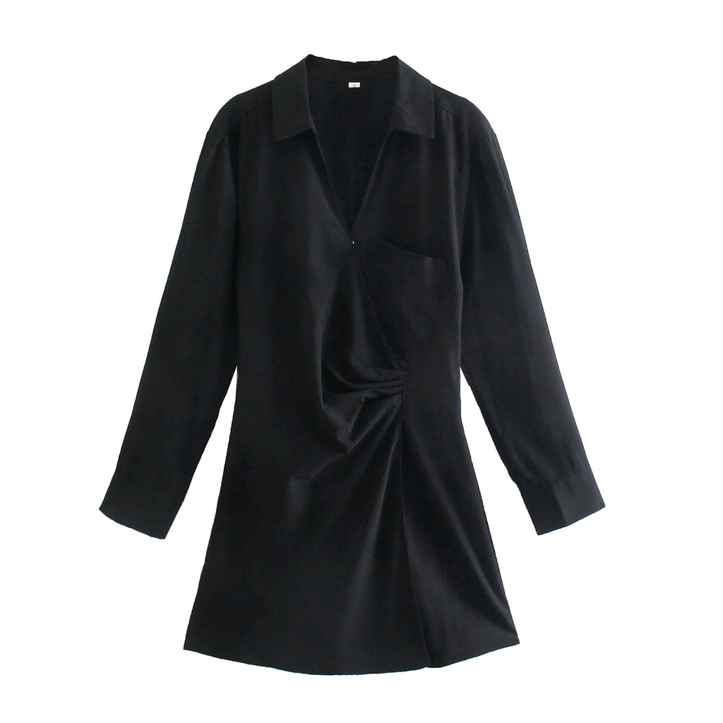 Temperament Simple Casual Pocket Dress With Double Front