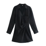 Temperament Simple Casual Pocket Dress With Double Front