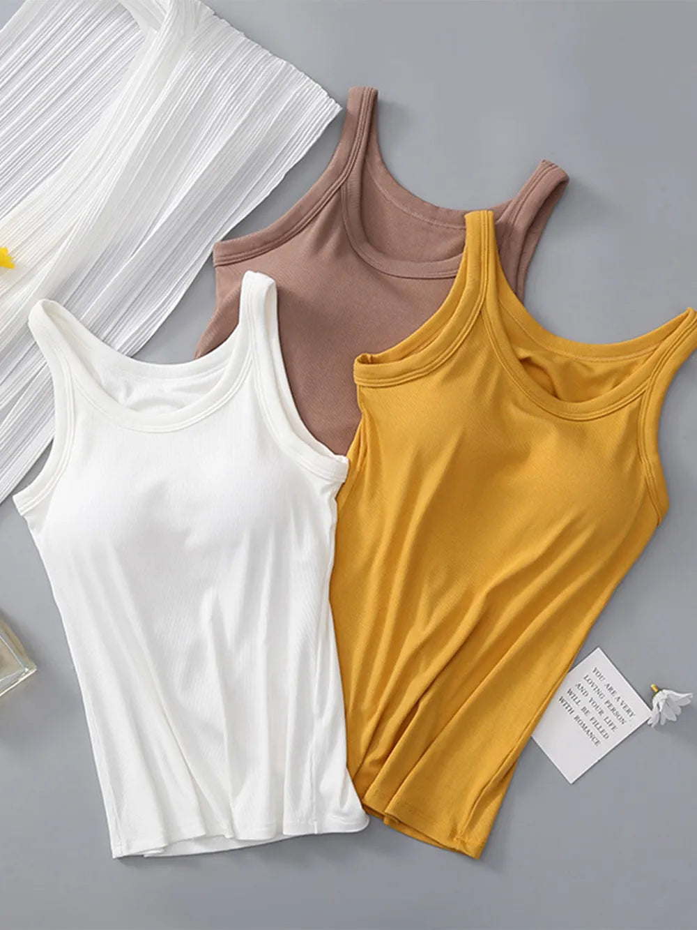 Shop Round Neck Tank with Bra - Women's Fashion | Akatonbo