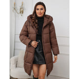 Women's Design Hooded Mid-length Thickened Coat